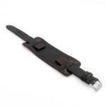 DASSARI Leather Cuff Strap In Black W Red Stitching P616.1.6