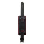 DASSARI Leather Cuff Strap In Black W Red Stitching P616.1.6 Pic2