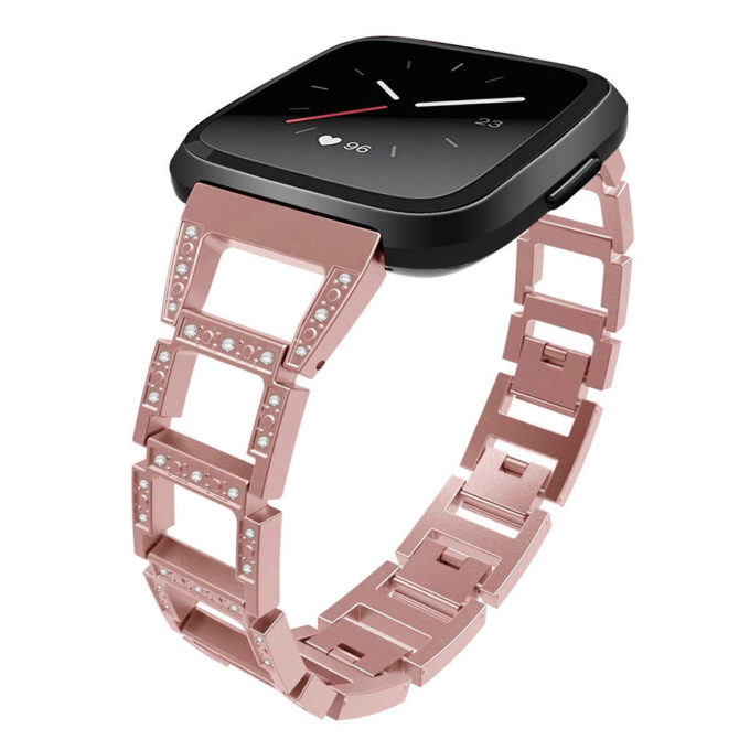 Fb.m80.rg Main Rose Gold StrapsCo Alloy Watch Bracelet Band Strap With Rhinestones For Fitbit Versa