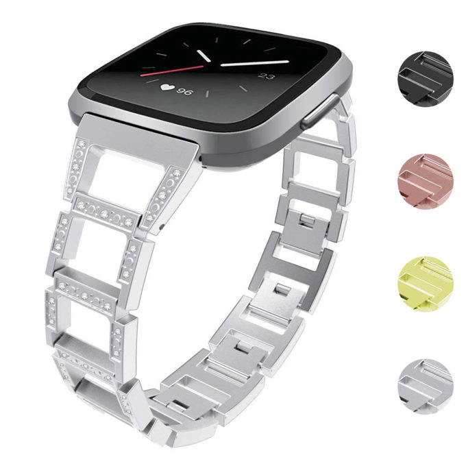 Fb.m80.ss Gallery Silver StrapsCo Alloy Watch Bracelet Band Strap With Rhinestones For Fitbit Versa