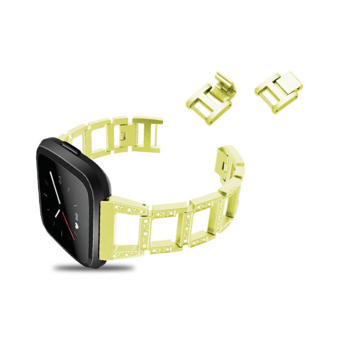 Fb.m80.yg Angle Yellow Gold StrapsCo Alloy Watch Bracelet Band Strap With Rhinestones For Fitbit Versa