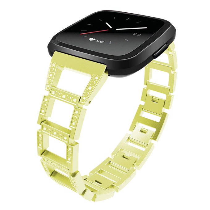 Fb.m80.yg Main Yellow Gold StrapsCo Alloy Watch Bracelet Band Strap With Rhinestones For Fitbit Versa