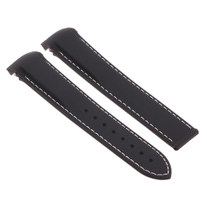 R.om4.1.22 Main Black & White Strapsco Silicone Rubber Watch Band For Omega Seamaster Planet Ocean