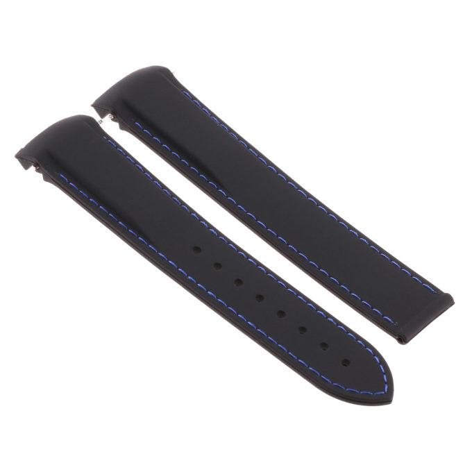R.om4.1.5 Main Black & Blue Strapsco Silicone Rubber Watch Band For Omega Seamaster Planet Ocean