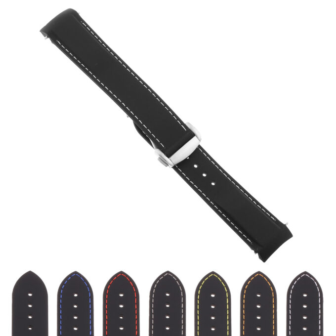 R.om4.bs Gallery Strapsco Silicone Rubber Watch Band Strap With Brushed Silver Clasp For Omega Seamaster Planet Ocean 20mm 22mm