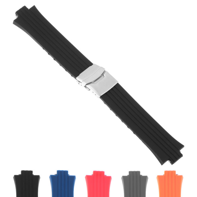 R.ors1.1 Gallery Black Strapsco Silicone Rubber Watch Band For ORIS TT1
