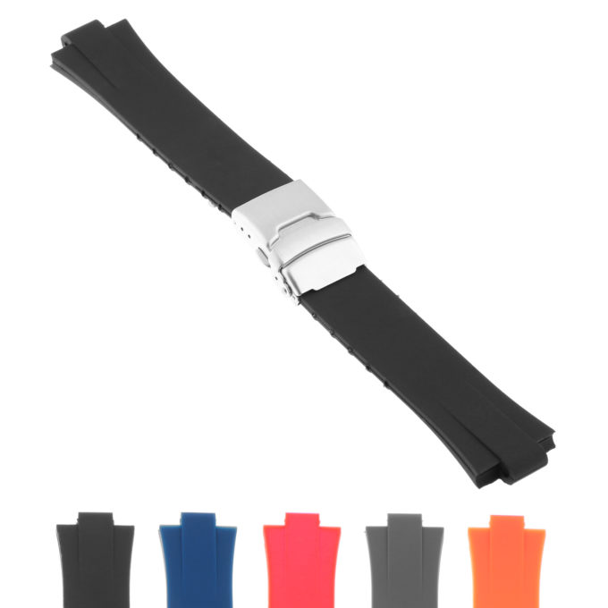 R.ors2.1 Gallery Black Strapsco Silicone Rubber Watch Band For ORIS Aquis