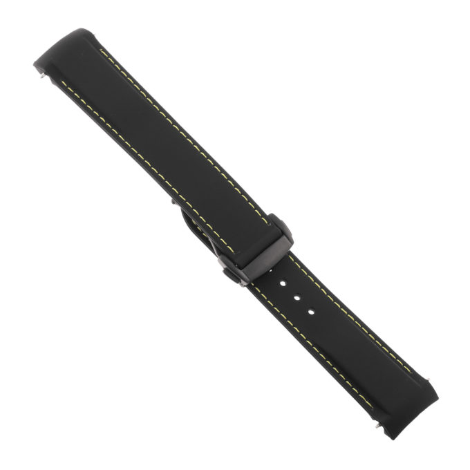 Rom4.1.10.mb Angle Black & Yellow Strapsco Silicone Rubber Watch Band For Omega Seamaster Planet Ocean With Stainless Steel Black Clasp