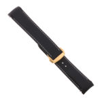 Rom4.1.22.yg Angle Black & White Strapsco Silicone Rubber Watch Band For Omega Seamaster Planet Ocean With Yellow Gold Clasp