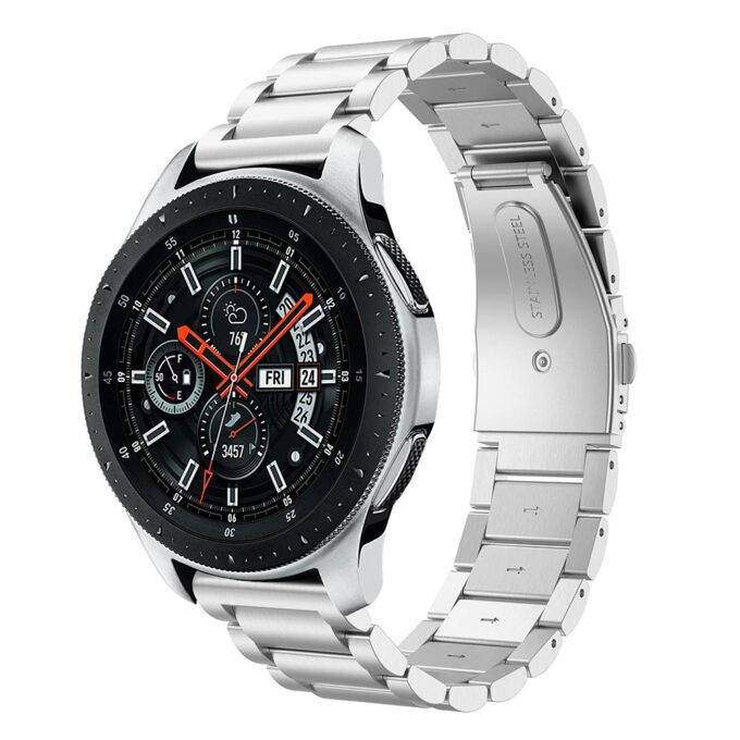 S.m8.ss.22 Main Silver StrapsCo Stainless Steel Watch Band Strap Compatible With Samsung Galaxy Watch, Galaxy Watch Active & Gear