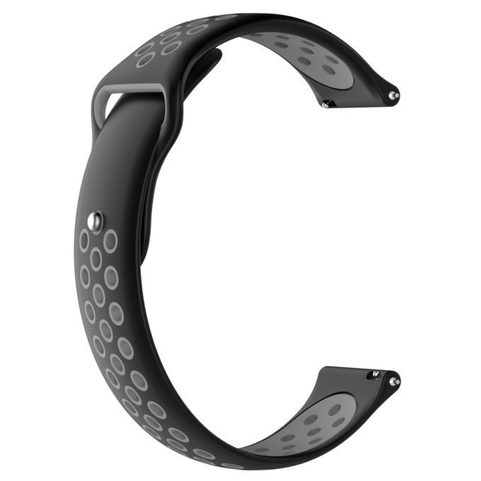 Buckle-and-Tuck Perforated Rubber Band for Samsung Galaxy Watch 3 / Active / Gear Black & Red / 20mm