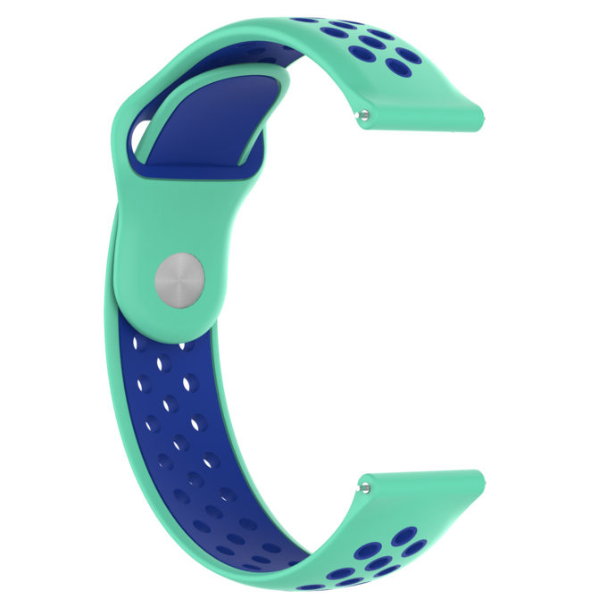 S.r10.11a.5 Front Mint Green & Blue StrapsCo Perforated Silicone Rubber Watch Band Strap Compatible With Samsung Galaxy Watch, Galaxy Watch Active & Gear