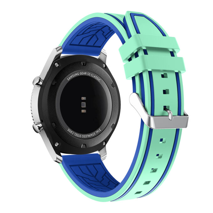 S.r8.11.5 Back Mint Green & Blue StrapsCo Silicone Rubber Watch Strap With Quick Release Compatible With Samsung Galaxy Watch Gear S3 Classic Frontier Gear Live