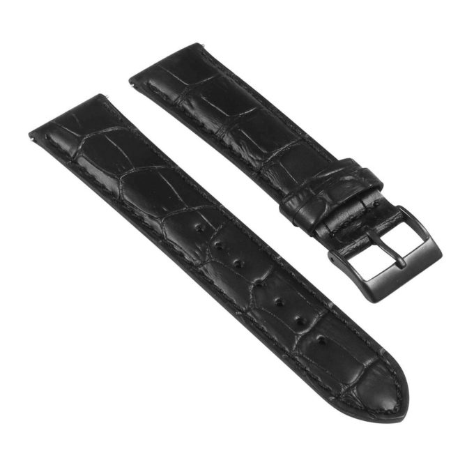 St21.1.1.mb Angle Black (Matte Black Buckle) Crocodile Embossed Leather Watch Band