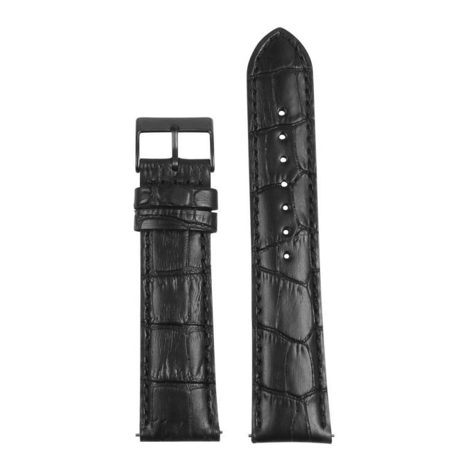 St21.1.1.mb Up Black (Matte Black Buckle) Crocodile Embossed Leather Watch Band