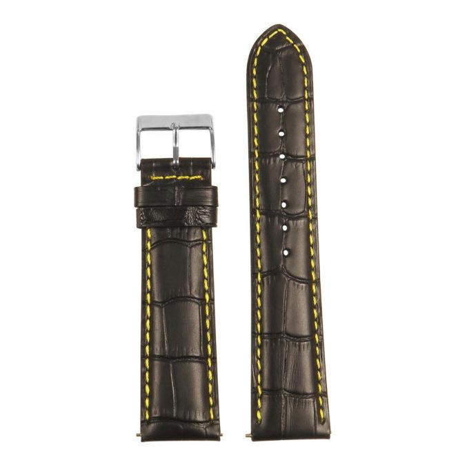 St21.1.10 Up Black & Yellow Crocodile Embossed Leather Watch Band