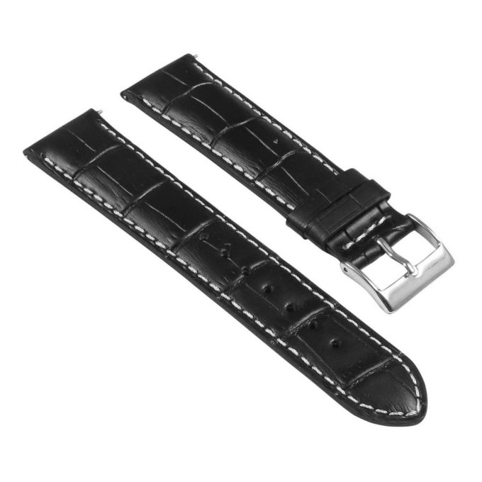 St21.1.22 Angle Black & White Crocodile Embossed Leather Watch Band