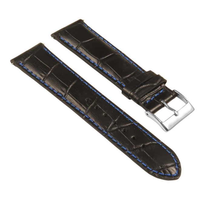 St21.1.5 Angle Black & Blue Crocodile Embossed Leather Watch Band