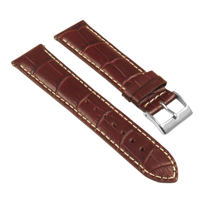 St21.2.22 Angle Brown & White Crocodile Embossed Leather Watch Band