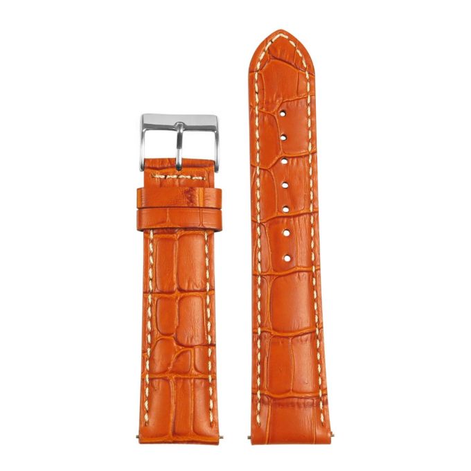 St21.3.22 Up Tan & White Crocodile Embossed Leather Watch Band