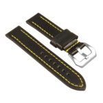 St23.1.10 Angle Black & Yellow Heavy Duty Mens Leather Watch Band