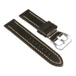 St23.1.22 Angle Black & White Heavy Duty Mens Leather Watch Band