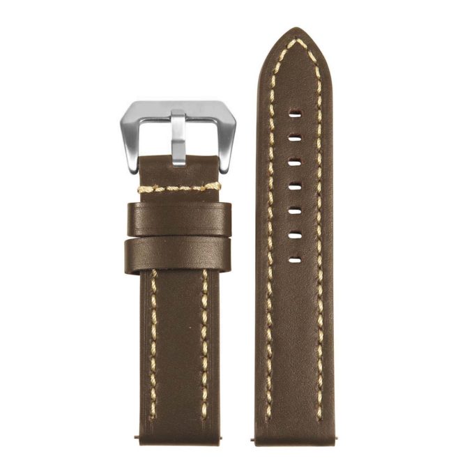  22mm Dark Brown Genuine Leather Watchband  Heavy Grain, Medium  Padded Replacement Wrist Watchstrap with Creamy White Stitches that brings  New Life to Any Watch (Mens Length) : Clothing, Shoes 