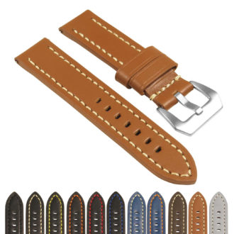 St23.3.22 Gallery Tan & White Heavy Duty Mens Leather Watch Band