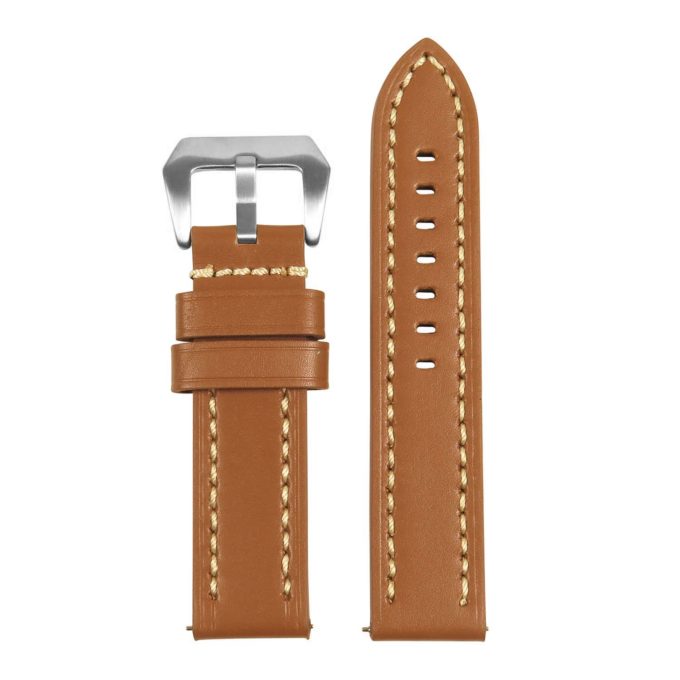 St23.3.22 Up Tan & White Heavy Duty Mens Leather Watch Band
