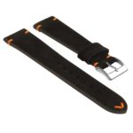 St28.1.12 Angled Suede Watch Strap In Black & Orange