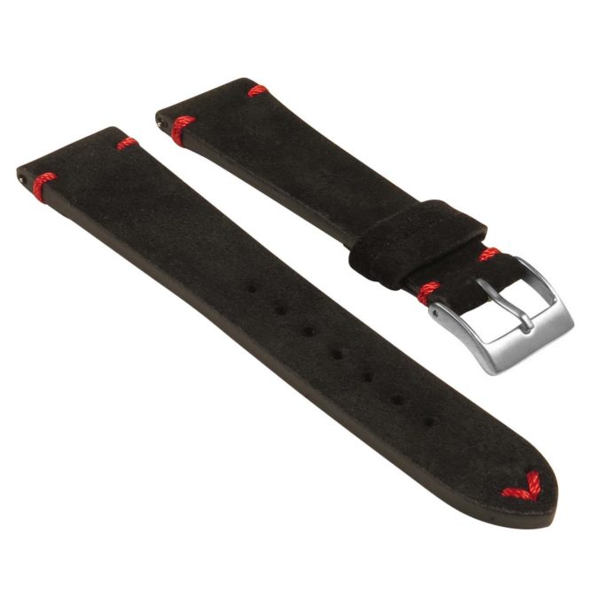 St28.1.6 Angled Suede Watch Strap In Black & Red