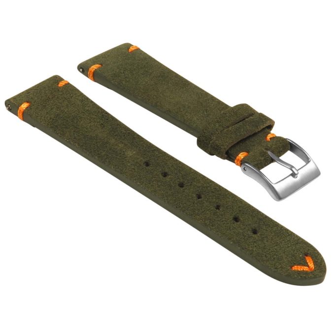 St28.11.12 Angled Suede Watch Strap In Green & Orange