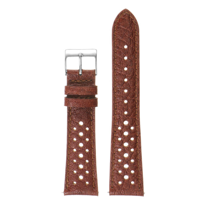 Ra6.2 Main Brown DASSARI Perforated Leather Rally Watch Band Strap 18mm 19mm 20mm 21mm 22mm