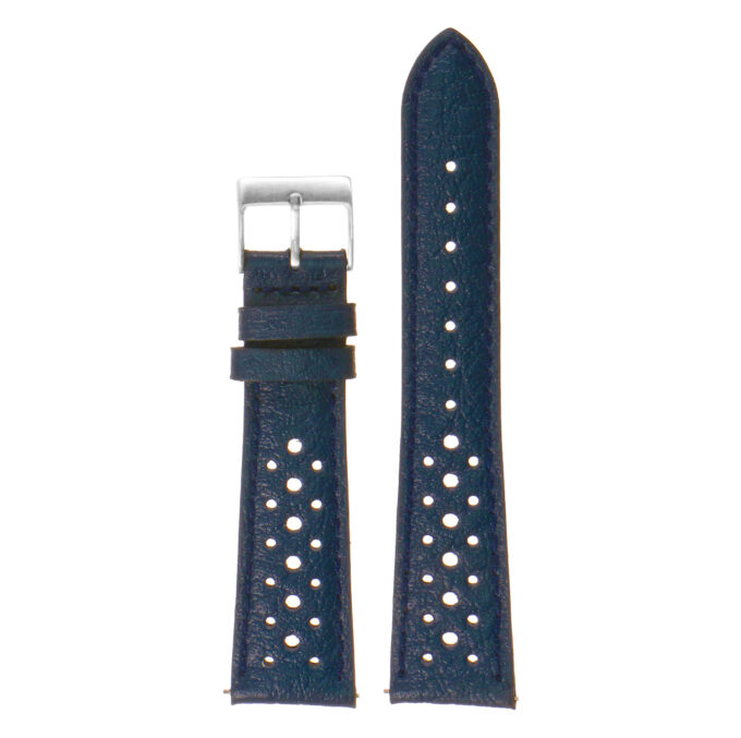 Ra6.5 Main Blue DASSARI Perforated Leather Rally Watch Band Strap 18mm 19mm 20mm 21mm 22mm