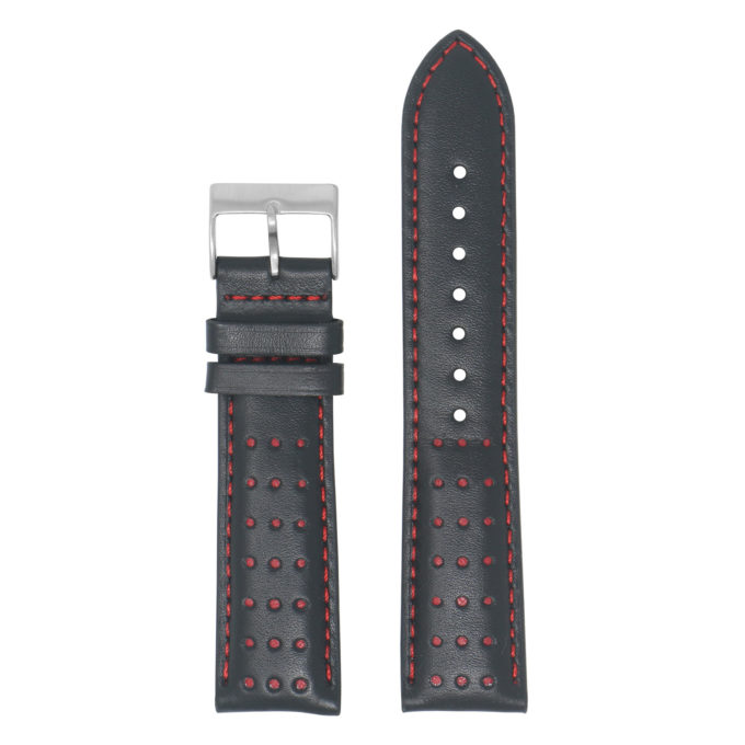 Ra8.1.6 Up Black & Red DASSARI Perforated Leather Racing Rally Watch Band Quick Release Strap 18mm 20mm 22mm 24mm