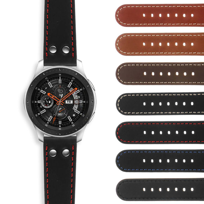 S.ds15 DASSARI Pilot Leather Watch Band Strap For Samsung Galaxy Watch 46mm Silver
