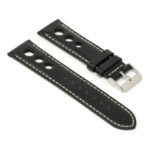 X4.1.22 Angle Black & White StrapsCo Water Resistant Leather Rally Watch Band Strap 18mm 20mm 22mm