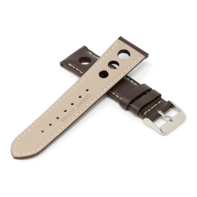 X4.2.22 Cross Brown & White StrapsCo Water Resistant Leather Rally Watch Band Strap 18mm 20mm 22mm