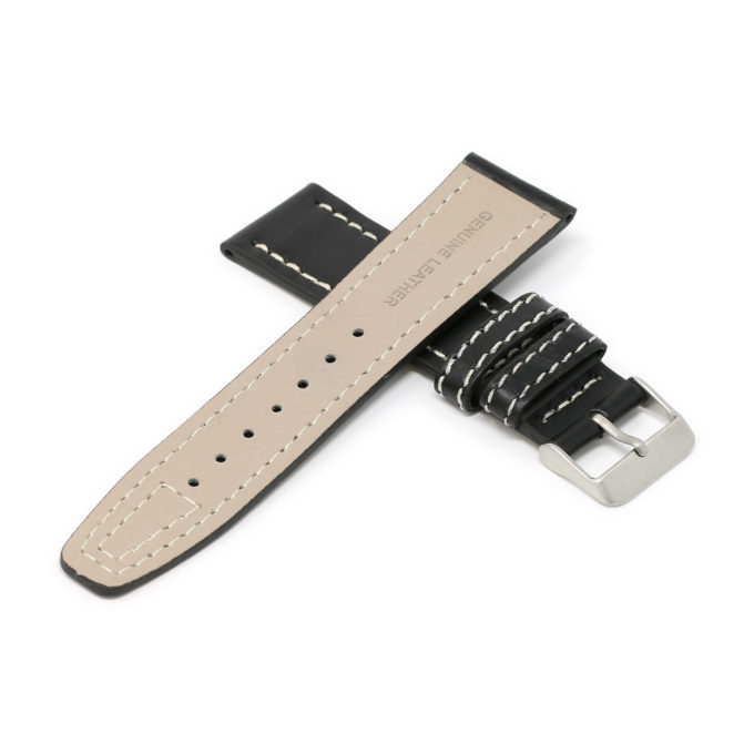 X5.1 Cross Black StrapsCo Water Resistant Leather Aviator Pilot Watch Band Strap 18mm 20mm 22mm