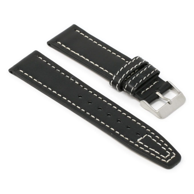 X5.1 Main Black StrapsCo Water Resistant Leather Aviator Pilot Watch Band Strap 18mm 20mm 22mm