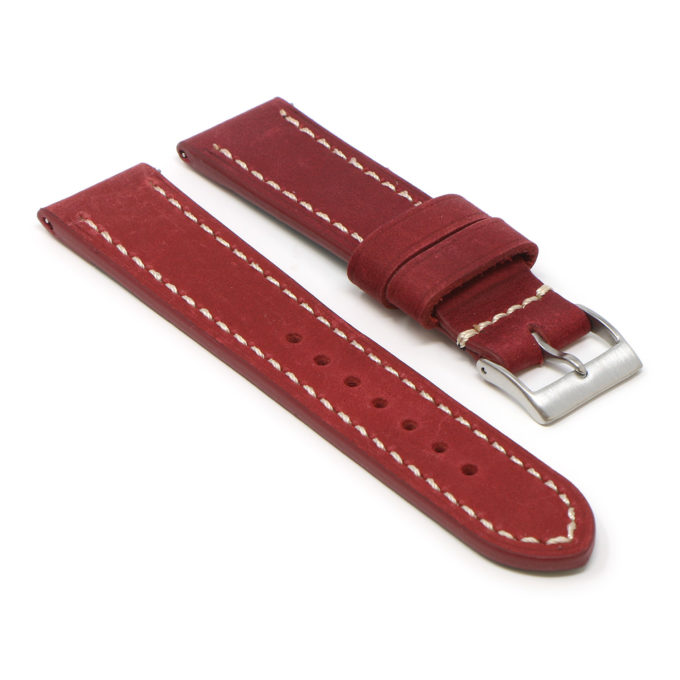 Df3.6 Angle Bordeaux Red StrapsCo Vintage Leather Watch Band Strap Short Standard Extra Long