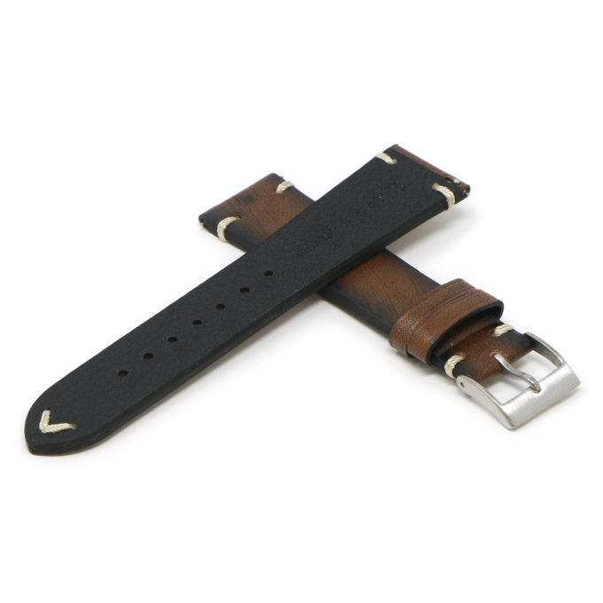 Ds12.2 Cross Brown DASSARI Kingwood Vintage Italian Leather Stitched Watch Band Strap
