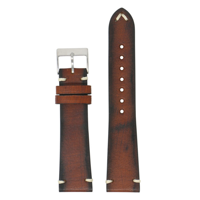 Ds12.3 Up Mahogany DASSARI Kingwood Vintage Italian Leather Stitched Watch Band Strap