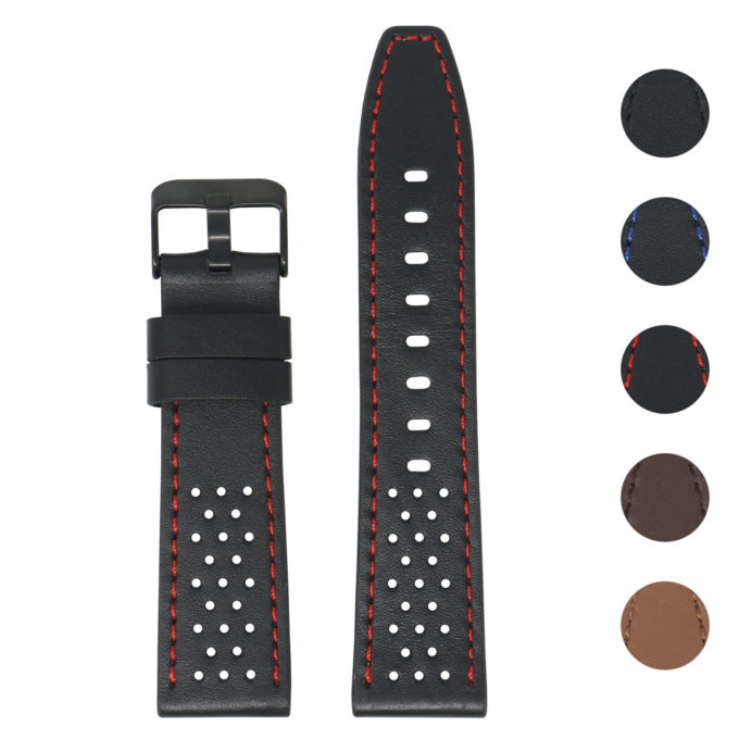 Fb.l23.1.6.mb Gallery Black & Red StrapsCo Perforated Leather Watch Band Strap For Fitbit Versa Revised