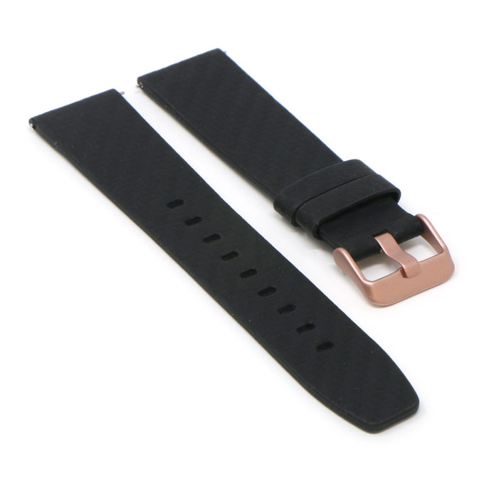 Fb.l28.rg Angle Black (Rose Gold Buckle) StrapsCo Carbon Fiber Embossed Leather Watch Band Strap For Fitbit Versa