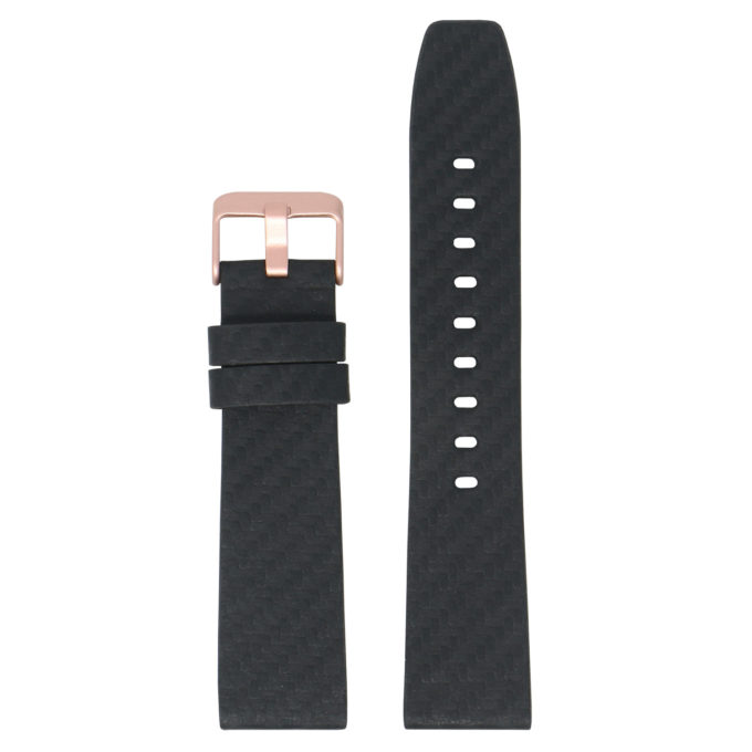 Fb.l28.rg Main Black (Rose Gold Buckle) StrapsCo Carbon Fiber Embossed Leather Watch Band Strap For Fitbit Versa