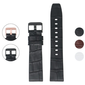 fb.l29 Gallery Black (Black Buckle) StrapsCo Crocodile Croc Leather Watch Band Strap for Fitbit Versa