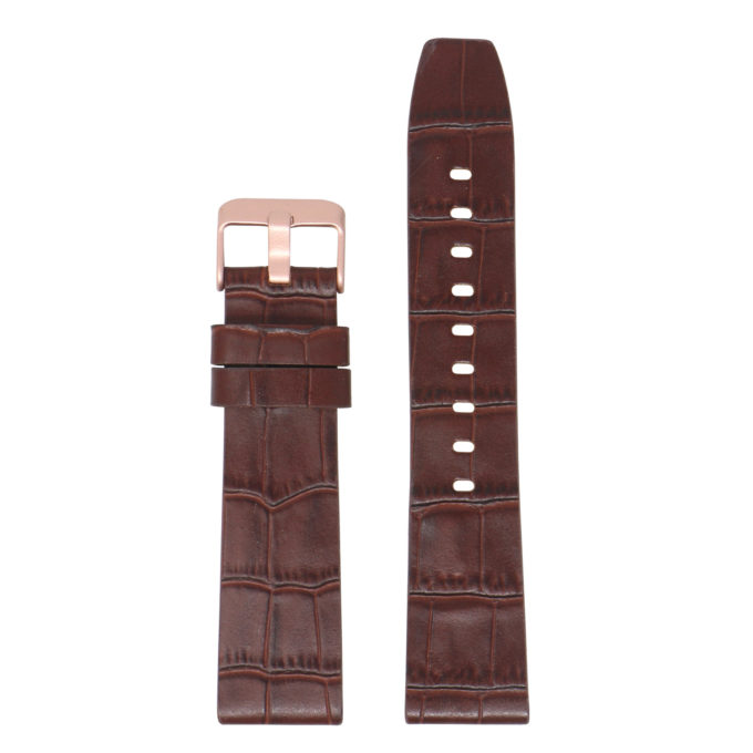 Fb.l29.2.rg Main Brown (Rose Gold Buckle) StrapsCo Crocodile Croc Leather Watch Band Strap For Fitbit Versa