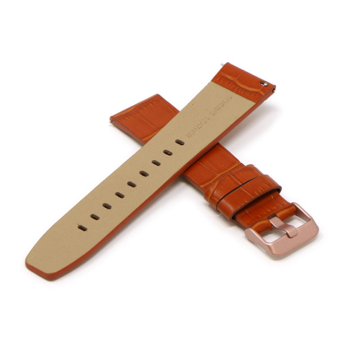 Fb.l29.3.rg Cross Tan (Rose Gold Buckle) StrapsCo Crocodile Croc Leather Watch Band Strap For Fitbit Versa