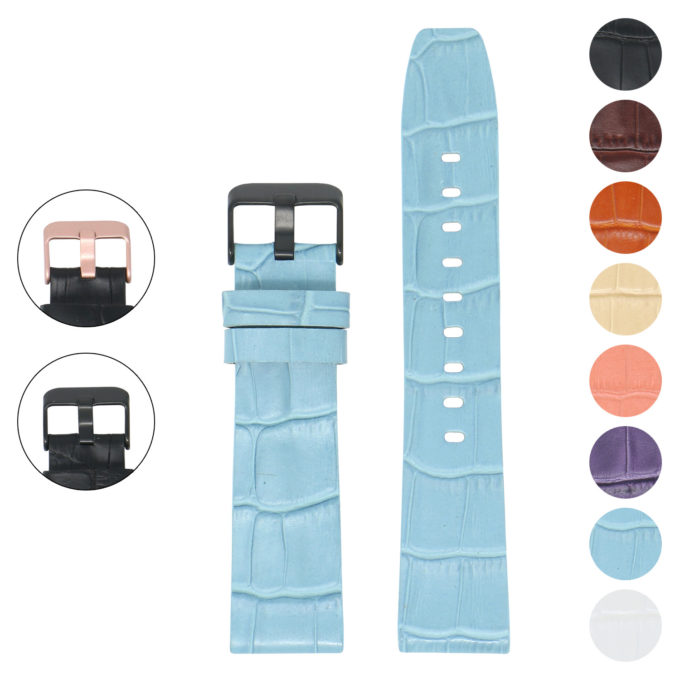 Fb.l29.5.mb Gallery Blue (Black Buckle) StrapsCo Crocodile Croc Leather Watch Band Strap For Fitbit Versa